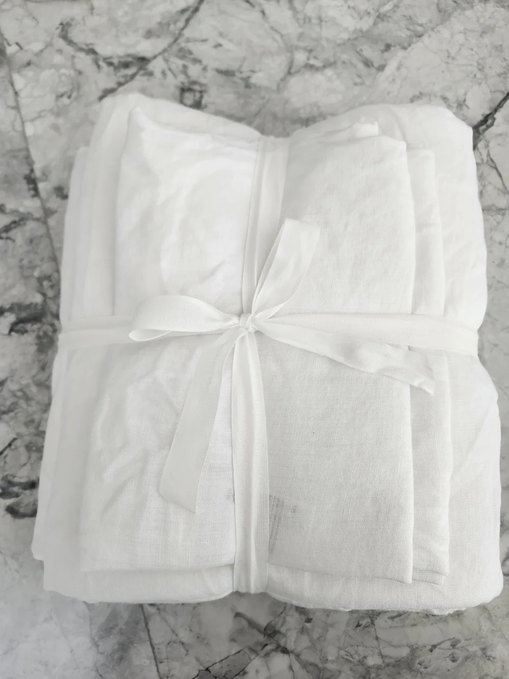 Quince European Linen Duvet Cover Set White Full Queen + 2 Shams